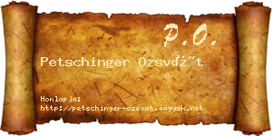 Petschinger Ozsvát névjegykártya